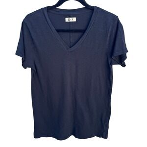 American Giant Womens V-Neck T-Shirt Black Short Sleeve 100% Cotton Size M USA